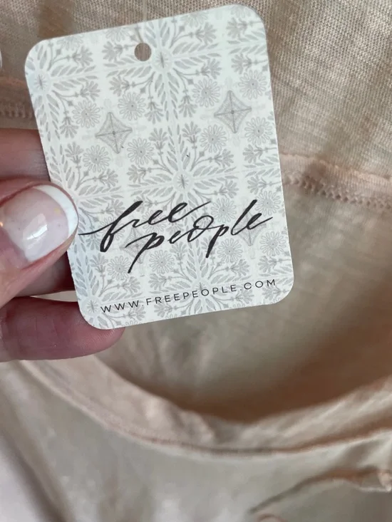 Free People Pale Blush V-Neck Long Sleeve Pocket Tee - Picture 6 of 6